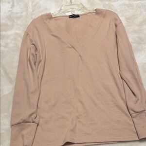 SHEIN V-Neck Long Sleeve Top in Soft Tan